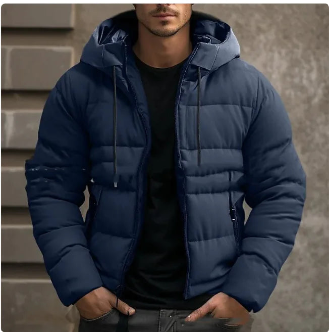 Men's Hooded Cotton Winter Jacket - Warm Casual Outerwear