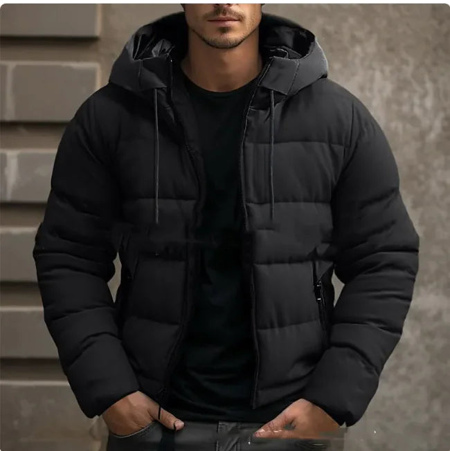 Men's Hooded Cotton Winter Jacket - Warm Casual Outerwear