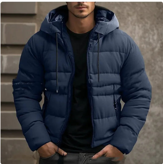Men's Hooded Cotton Winter Jacket - Warm Casual Outerwear