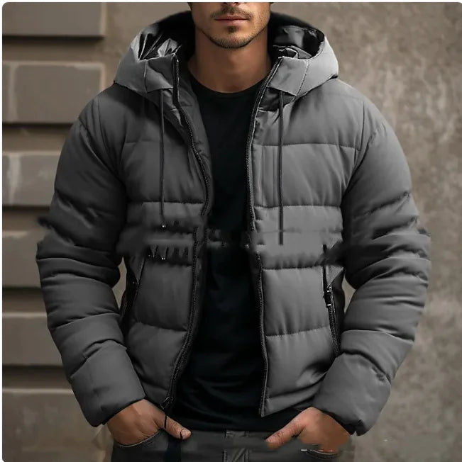Men's Hooded Cotton Winter Jacket - Warm Casual Outerwear