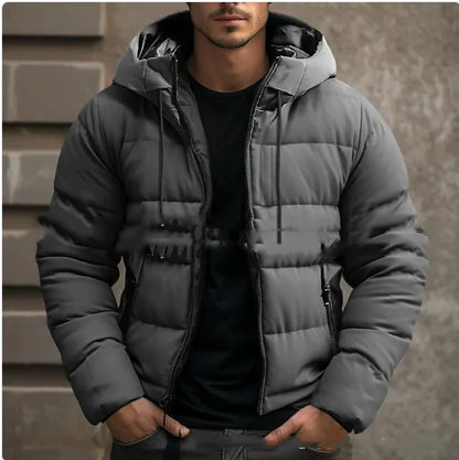 Men's Hooded Cotton Winter Jacket - Warm Casual Outerwear